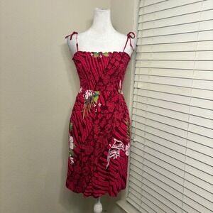 Y2K hot pink hawaiian dress Cabali size M dolphin sea turtle beach vacation